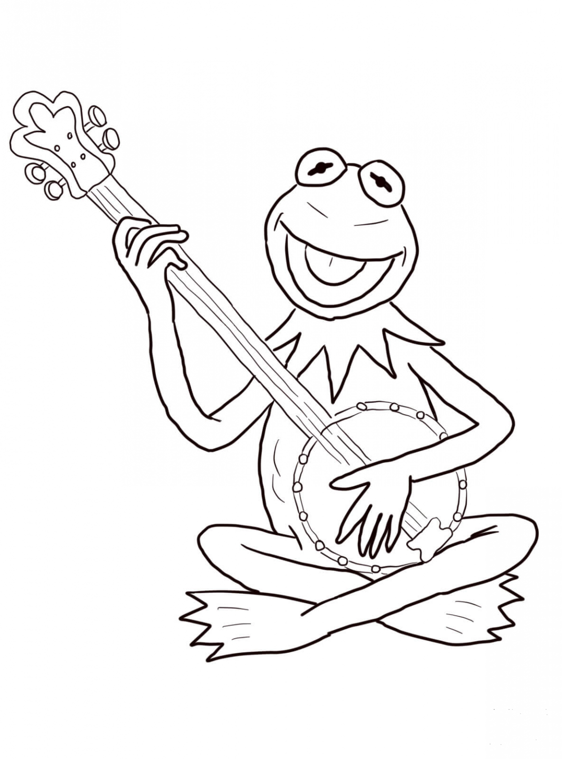 Kermit the Frog Playing Guitar coloring page - ColouringPages