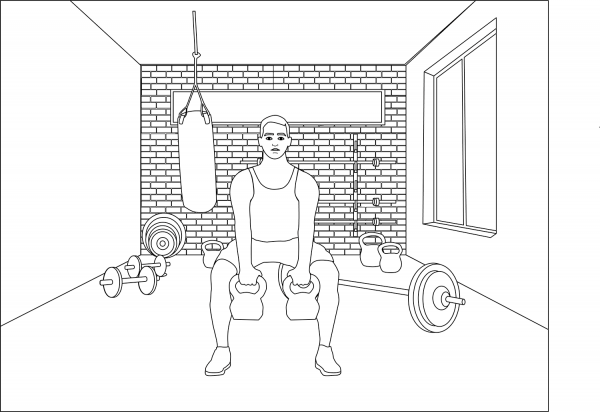 Kettlebell coloring page image