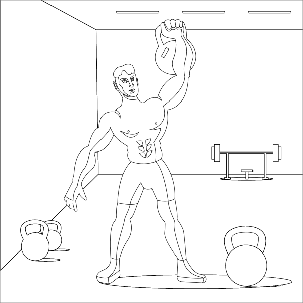 Kettlebell coloring page image