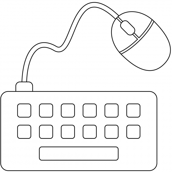 Keyboard and Mouse Emoji coloring page image