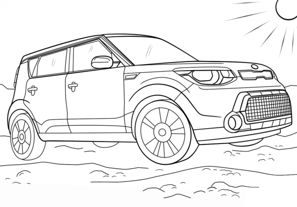 Kia Soul coloring page image