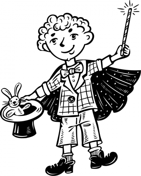 Kid Magician coloring page image