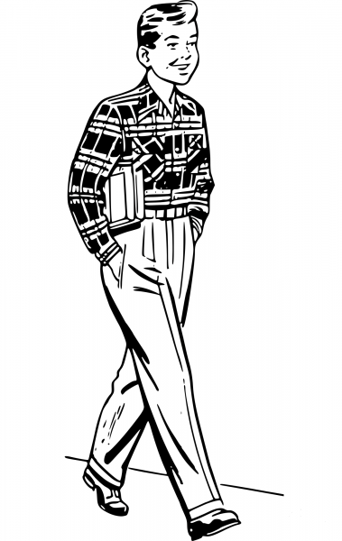 Kid Walking to School coloring page image