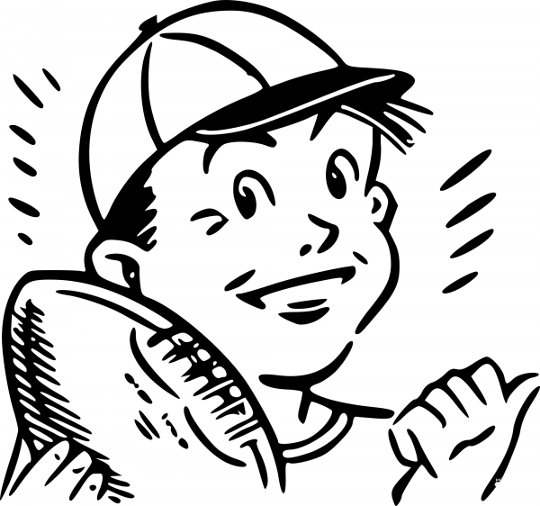 Kid with Football coloring page image