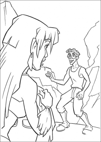 Kida and Milo coloring page image