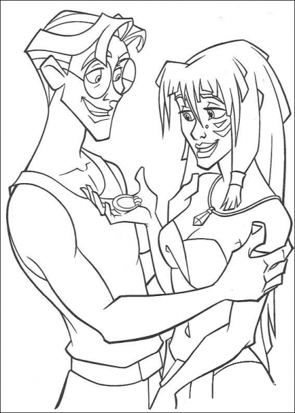 Kida and Milo coloring page image