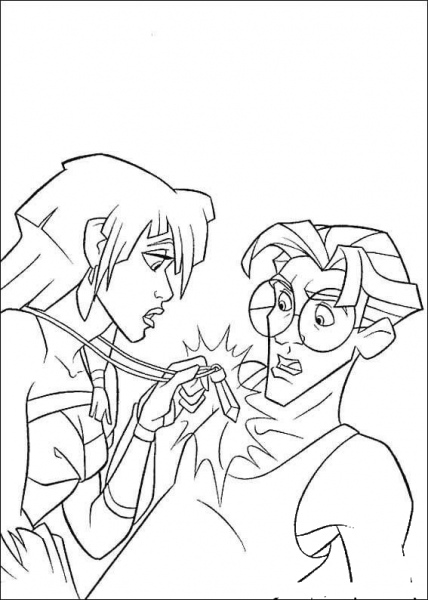 Kida Shows The Necklace  coloring page image