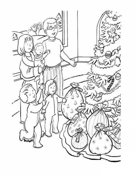 Kids Are So Excited About Presents  coloring page image