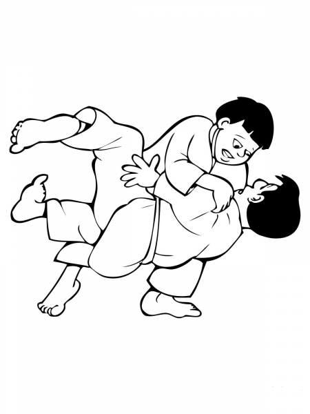 Kids Judo Fight coloring page image
