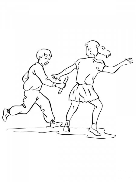 Kids Relay Race coloring page image
