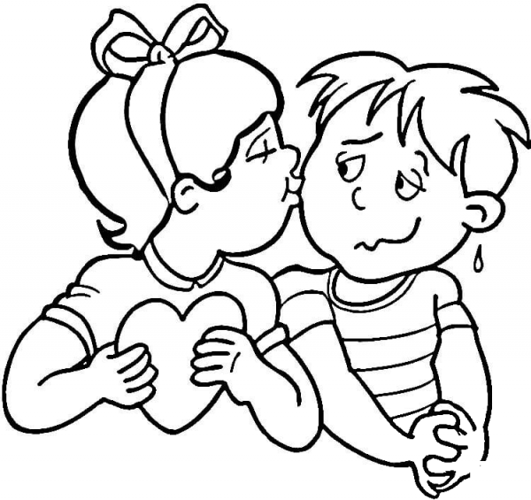 Kids Valentine’s coloring page image
