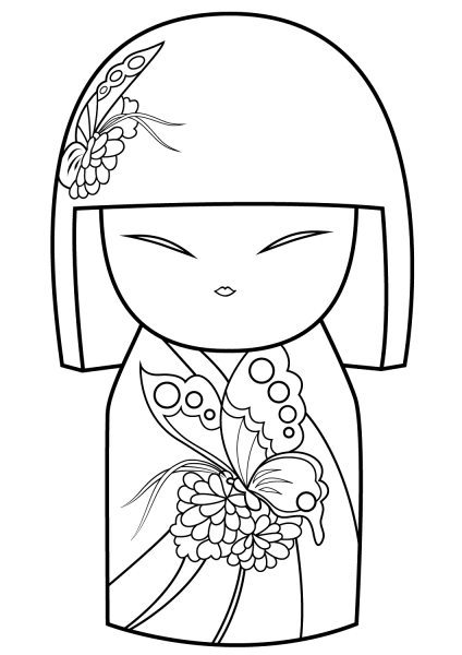 Kimmi Doll with Butterfly Ornament coloring page image