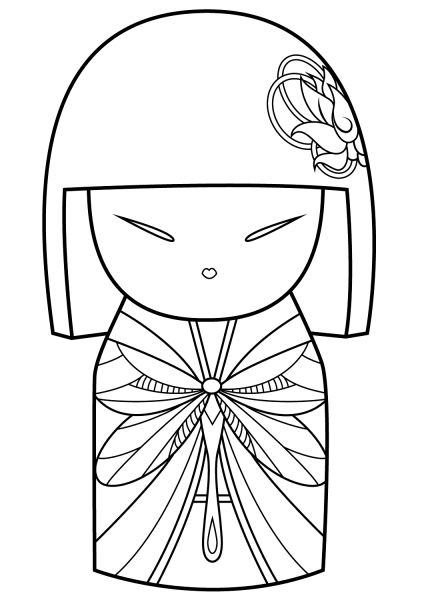 Kimmi Doll with Dragonfly Pattern coloring page image