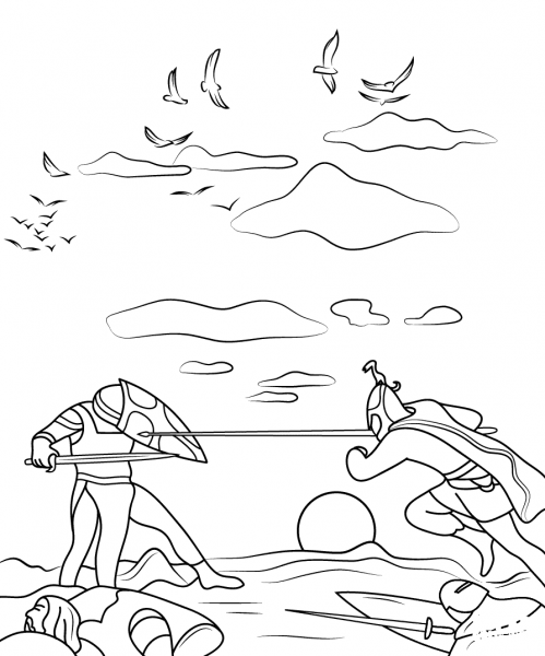 King Arthur And Mordred The Betrayer coloring page image