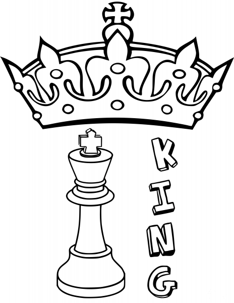King Chess Piece coloring page image
