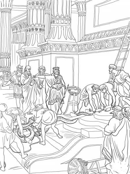 King Hezekiah Destroy Brazen Serpent coloring page image