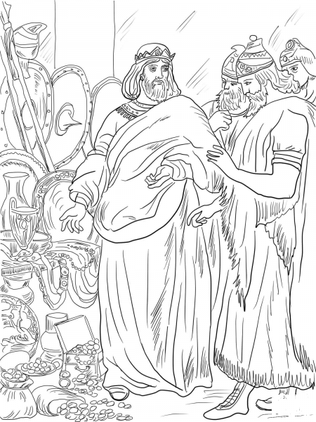 King Hezekiah Paid Tribute to Assyria coloring page image