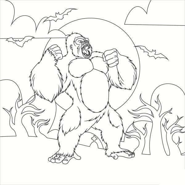 King Kong coloring page image