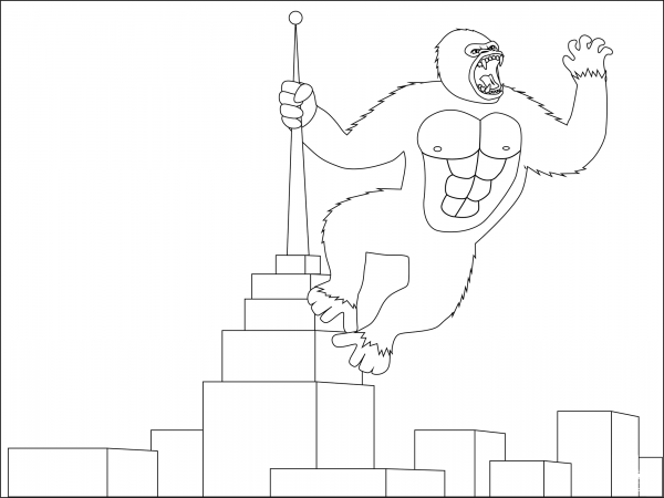 King Kong coloring page image