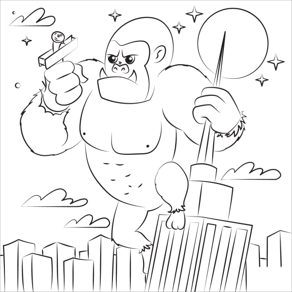 King Kong coloring page image