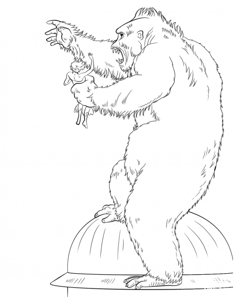 King Kong coloring page image
