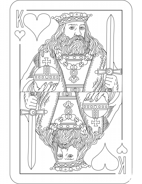 King of Hearts Charlemagne Satin Deck coloring page image