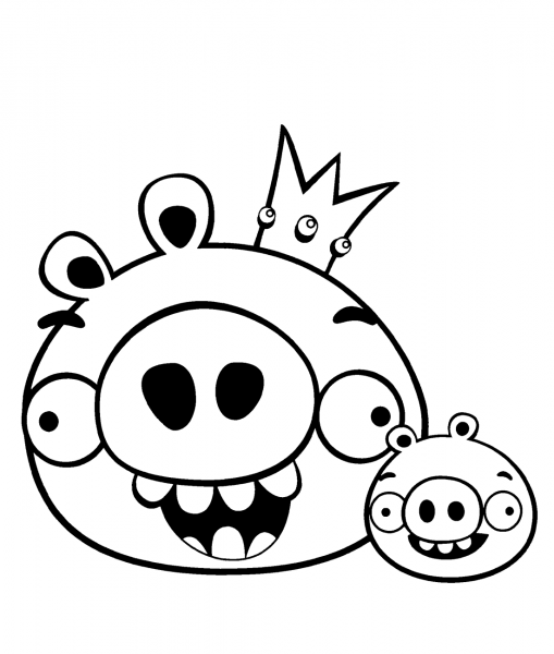 King Pig and Minion coloring page image