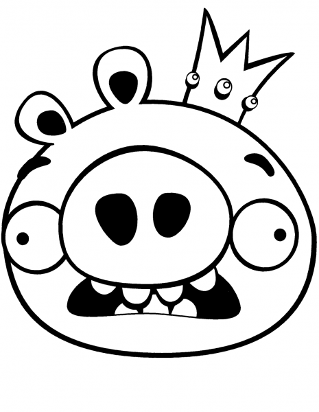 King Pig is Frightened coloring page image