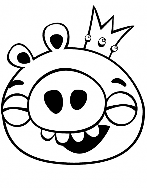 King Pig Laughing coloring page image
