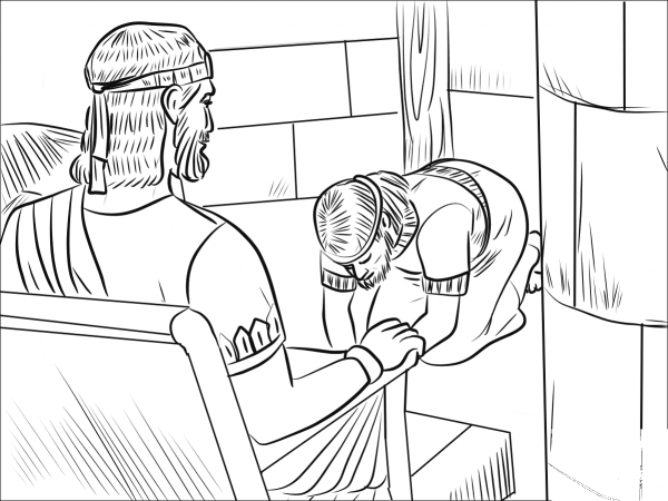 King Solomon and Adonijah coloring page image