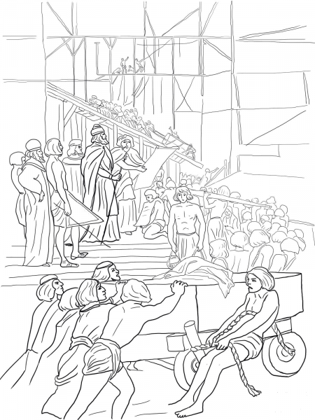 King Solomon Builds the Temple coloring page image
