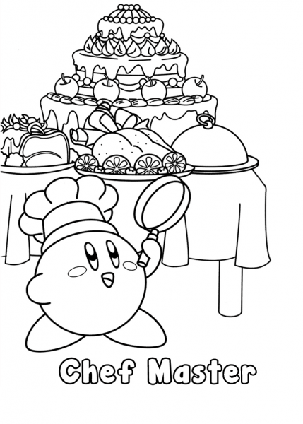 Kirby Chef Master coloring page image
