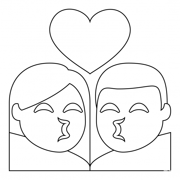 Kiss coloring page image