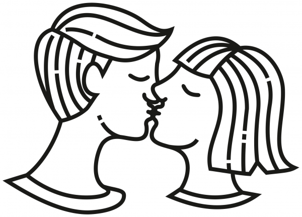 Kiss coloring page image