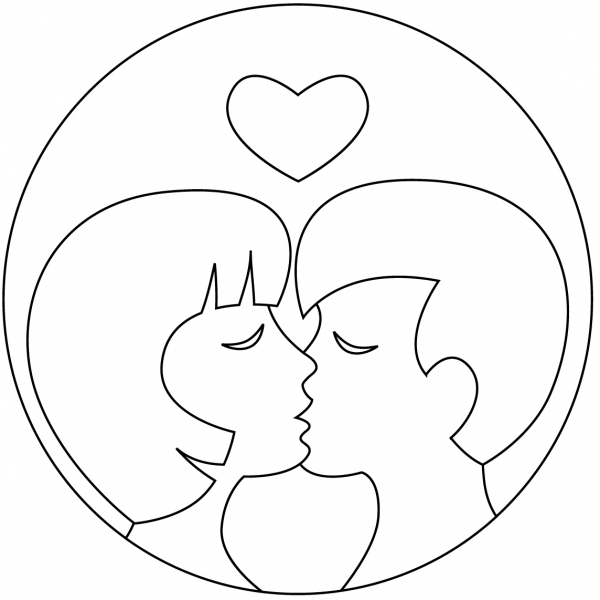 Kiss coloring page image