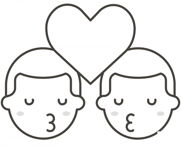 Kiss Man and Man coloring page image