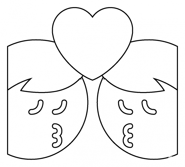 Kiss Man and Man Emoji coloring page image