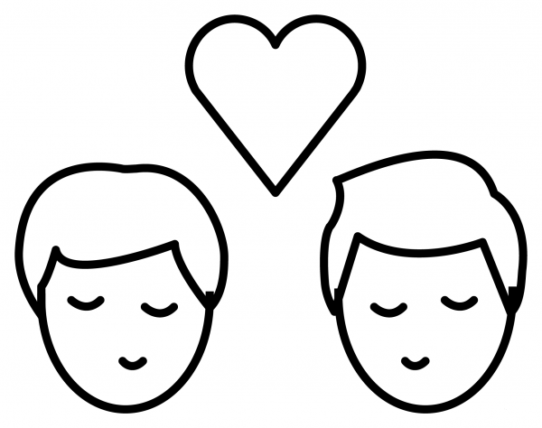 Kiss Man with Man Emoji coloring page image