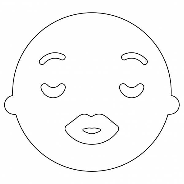 Kiss with Closed Eyes Face Emoji coloring page image