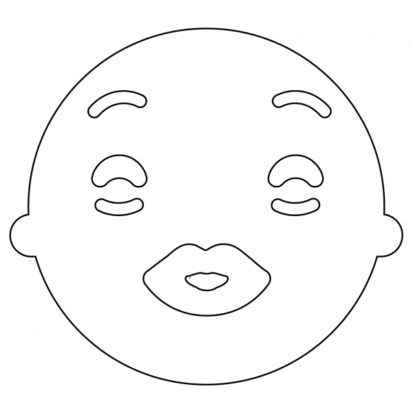 Kiss with Opened Eyes Face Emoji coloring page image