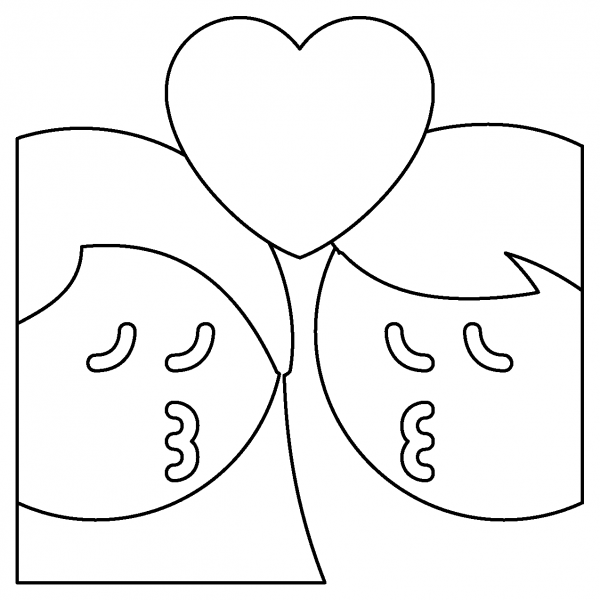 Kiss Woman and Man Emoji coloring page image