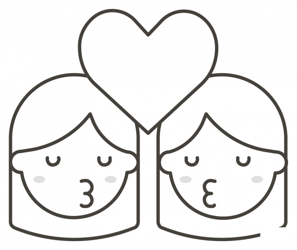 Kiss Woman and Woman coloring page image