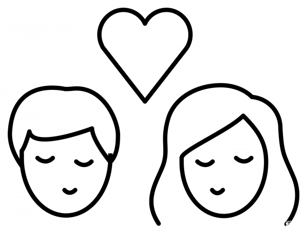 Kiss Woman with Man Emoji coloring page image