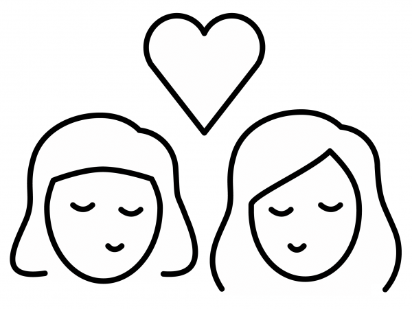 Kiss Woman with Woman Emoji coloring page image