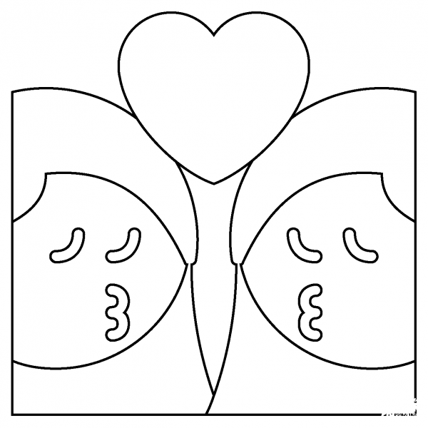 Kiss Woman Woman Emoji coloring page image