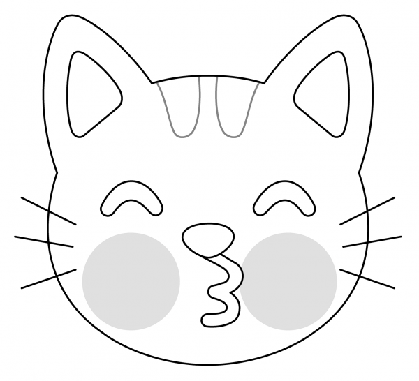 Kissing Cat Emoji coloring page image