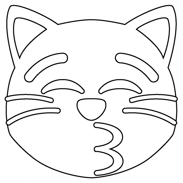 Kissing Cat Emoji coloring page image