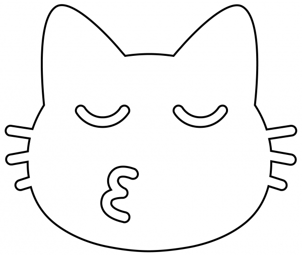Kissing Cat Emoji coloring page image