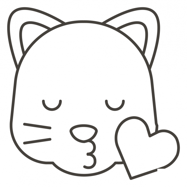 Kissing Cat Face coloring page image