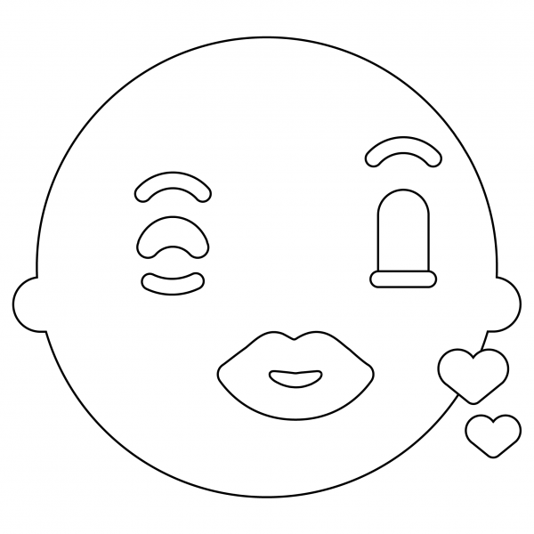 Kissing Face Emoji coloring page image